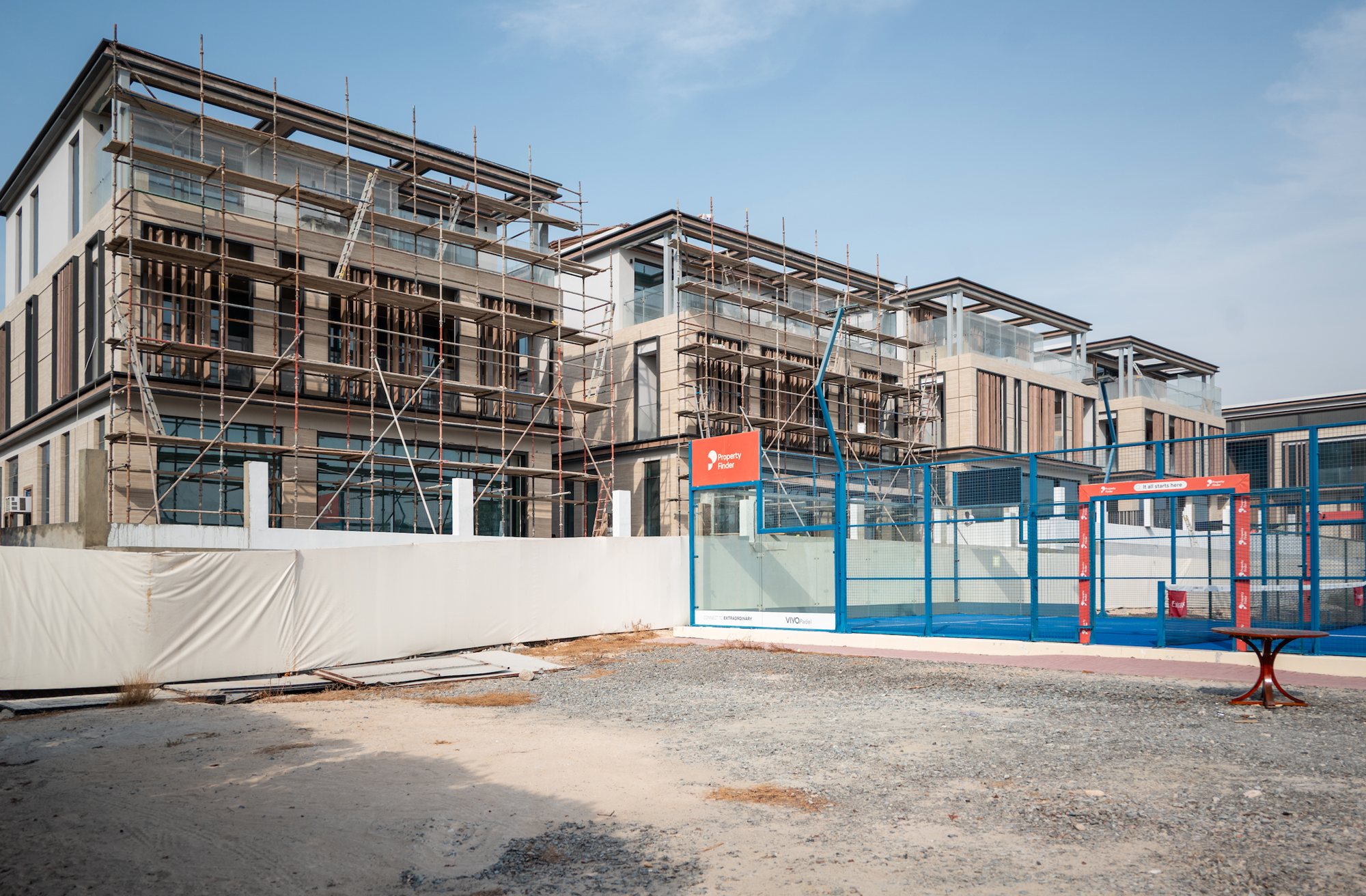 Signature Mansions under construction at Jumeirah Golf Estates, beside the padel courts
